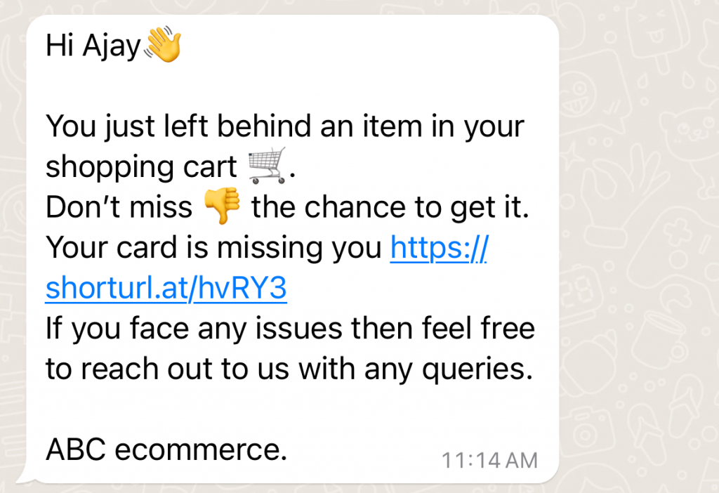 personalized WhatsApp reminders for abandoned carts